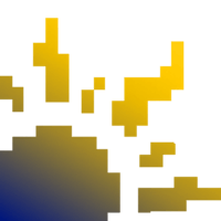 a pixelated image of a sun on a black background